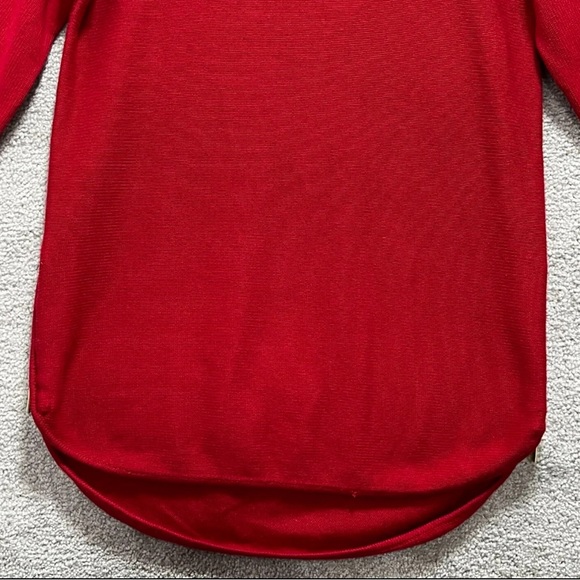 Michael Kors Red Tunic Sweater Long Sleeves With Gold Side Zippers - Picture 5 of 12